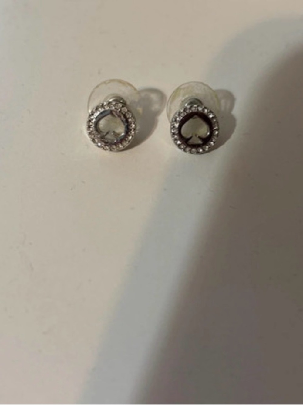 Sterling Silver Heart Stud Earrings with Crystal Halo - White